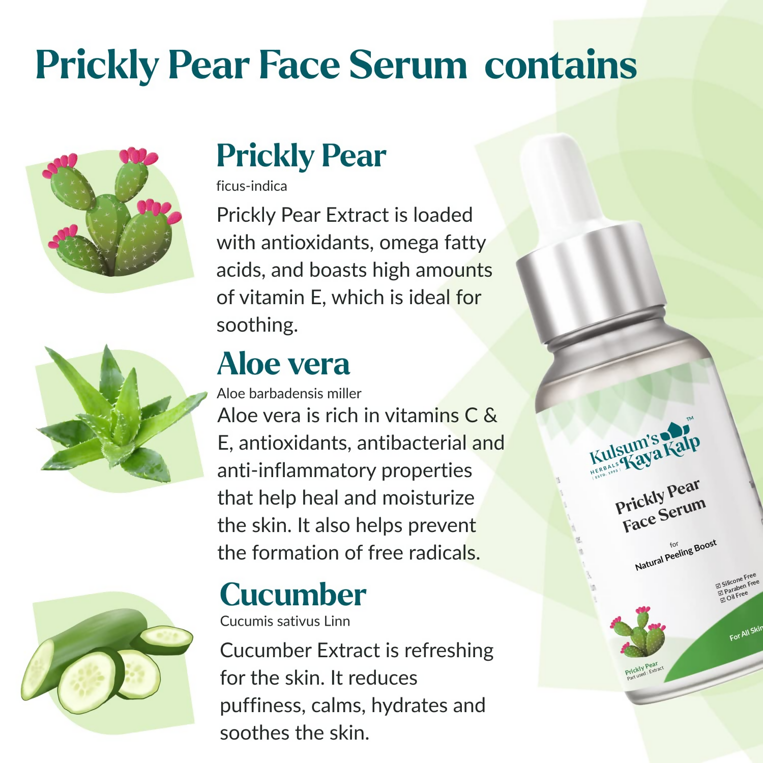 Kulsum's Kaya Kalp Prickly Pear Face Serum For Natural Peeling Boost | Grocsy