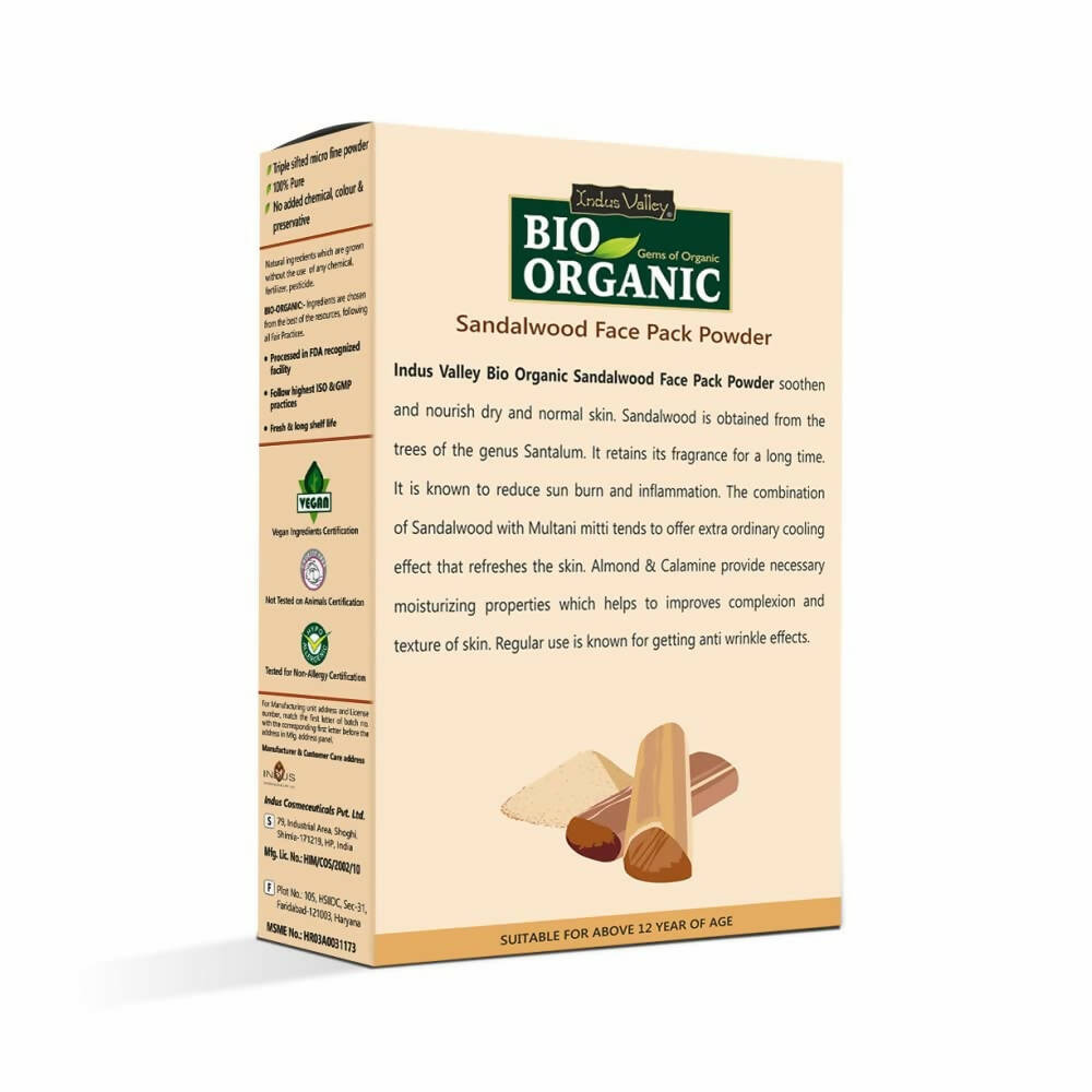 Indus Valley Bio Organic Sandalwood Face Pack Powder | Grocsy