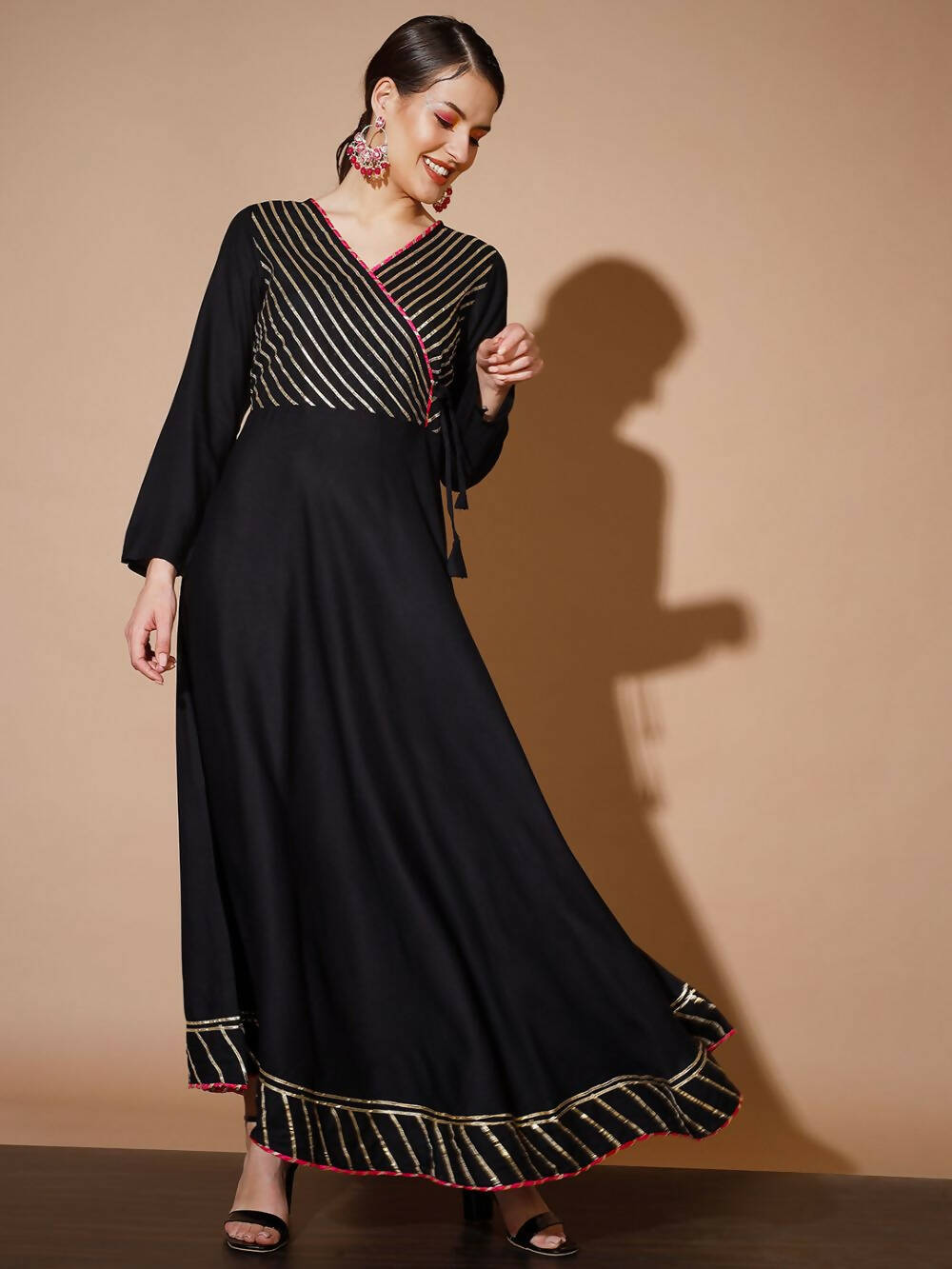 Myshka Women Black Solid Kurtas | Grocsy