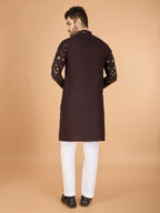 Vastranavya Brown Exclusive Festival Wear Pure Viscose Rayon Embroidered Sequence Work Kurta | Grocsy