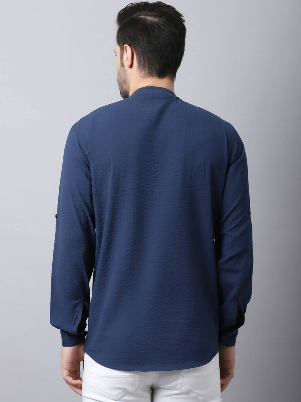 Even Apparels Navy Pure Cotton Men's Kurta With Side Placket | Grocsy