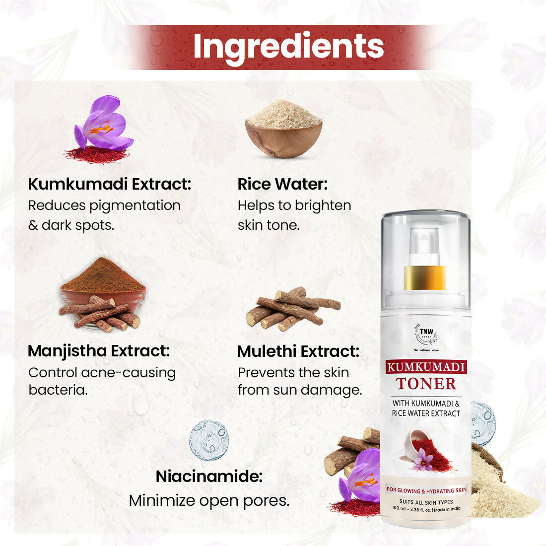 The Natural Wash Oil-Controlling Kumkumadi Toner | Grocsy