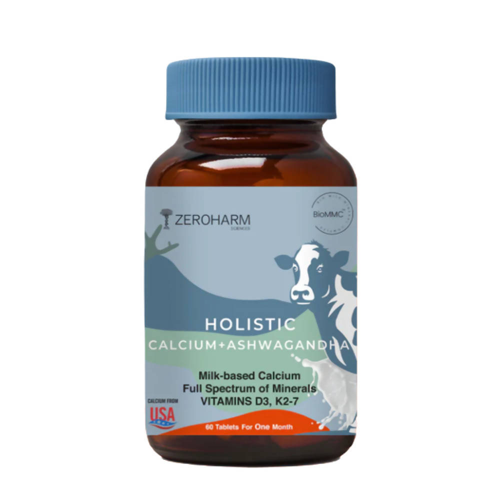 Zeroharm Holistic Calcium + Ashwagandha Tablets | Grocsy