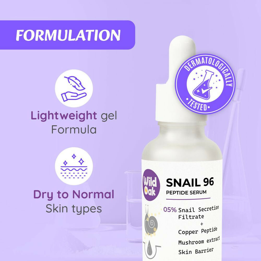 Wild Oak Korean Snail 96 Peptide Serum Glass Skin, Skin Hydration Hyper Pigmentation Anti-Aging & Wrinkles | Grocsy