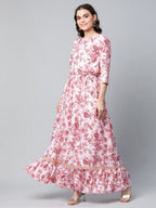 Ahalyaa Women Rayon Pretty Pink Printed Ready to Wear Lehenga Choli with Dupatta | Grocsy