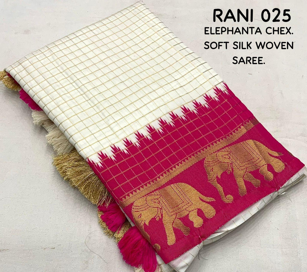 Rani Silk Zari Woven Saree with Unstitched Blouse - Hiral Fashion | Grocsy