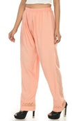 Mominos Fashion Moeza Reyon Cotton Peach Color Straight Palazzo | Grocsy