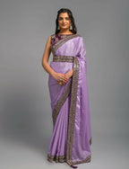 PR Fashion Onion Chinon Embroidery Lace Saree | Grocsy
