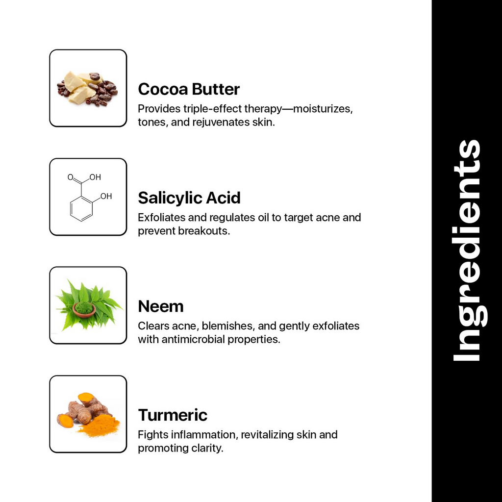 Underated Acne Free Body Moisturizer Powered With Cocoa Butter, Neem And Turmeric | Grocsy