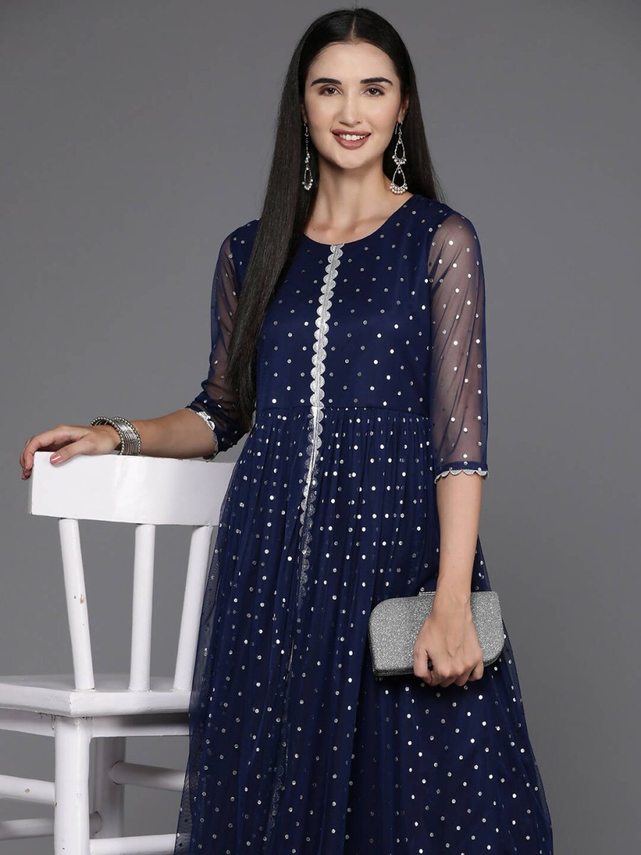 Ahalyaa Women's Traditional wear Ethnic Dress - Navy Blue | Grocsy