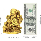 Tied Ribbons Decorative Good Plated Luck Laughing Buddha Idol Statue Showpiece | Grocsy