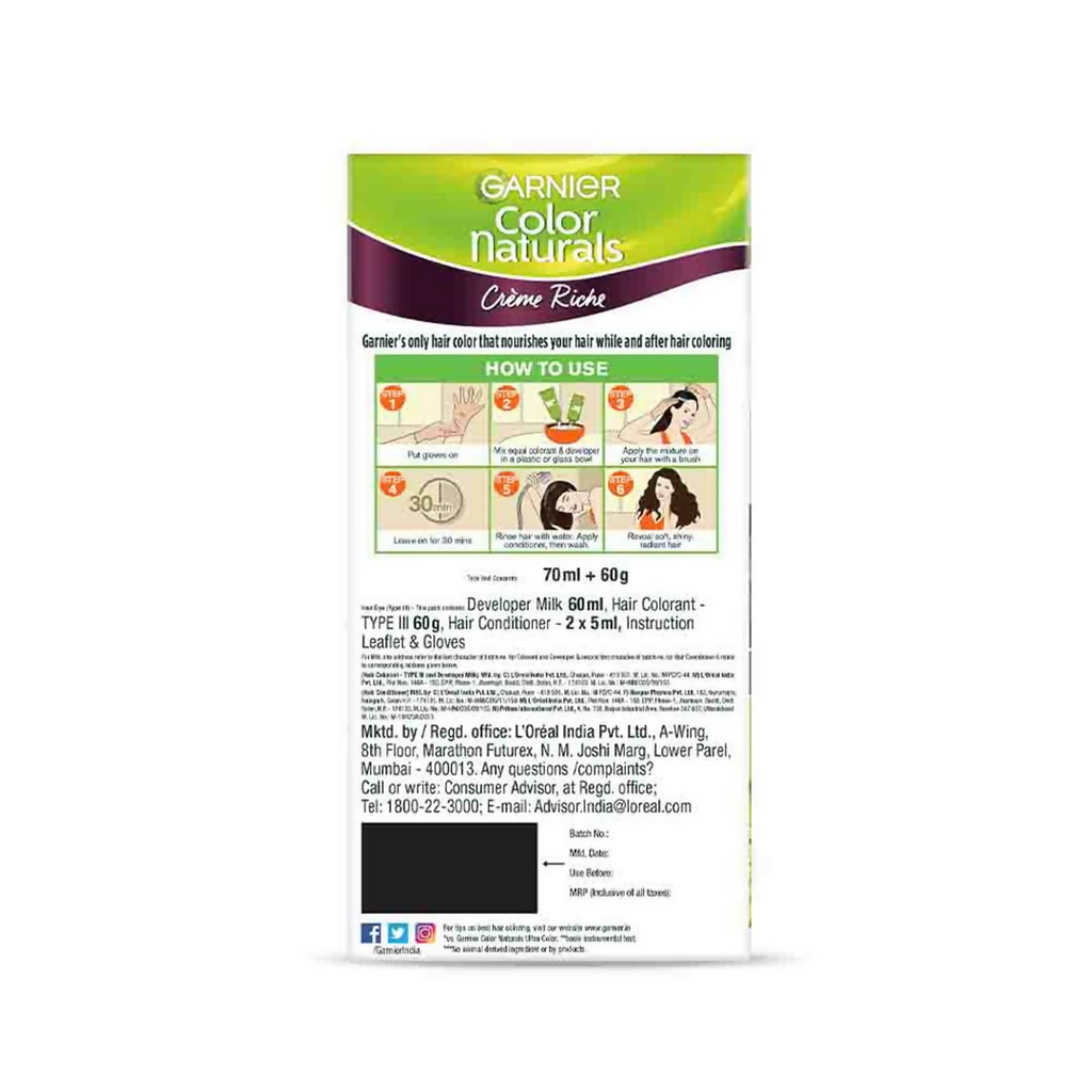 Garnier Color Naturals Creme Riche Hair Color - Shade 4.20 Wine Burgundy | Grocsy