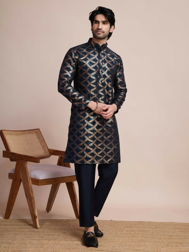 Vastranavya Traditional Festival Wear Pure Silk Thread & Sequence Embroidered Work Kurta | Grocsy