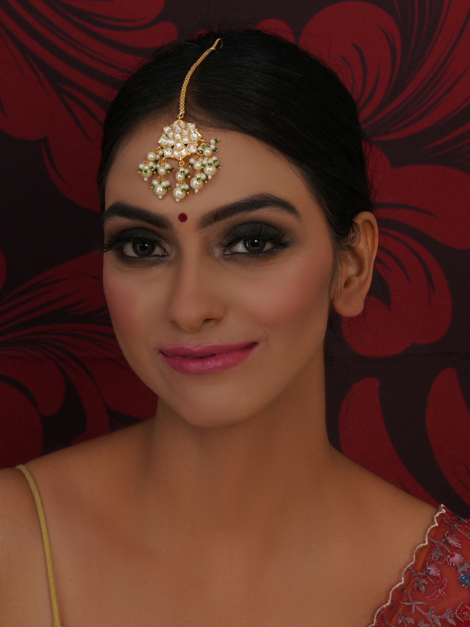 Kundan Maang Tikka (Gold) - Ruby Raang | Grocsy