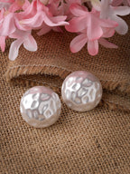 NVR Women's White Color Moon Stud Earrings | Grocsy