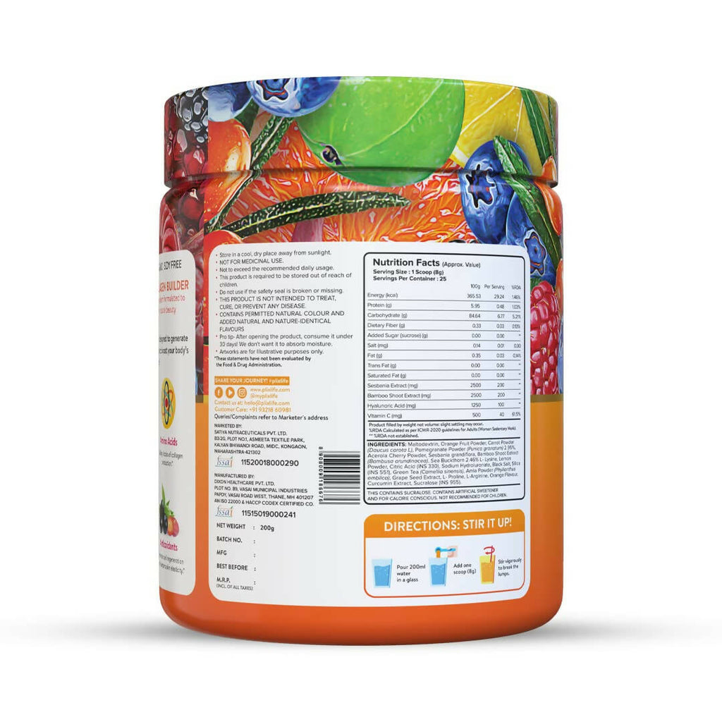 PLIX The Plant Fix Wholefood Collagen Builder Powder for Skin - Orange | Grocsy