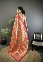 Joban Fashion Pink Floral & Paisley Motifs Soft Silk Paithani Saree | Grocsy