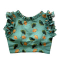 Vamika Pista Green Georgette Frill Blouse | Grocsy