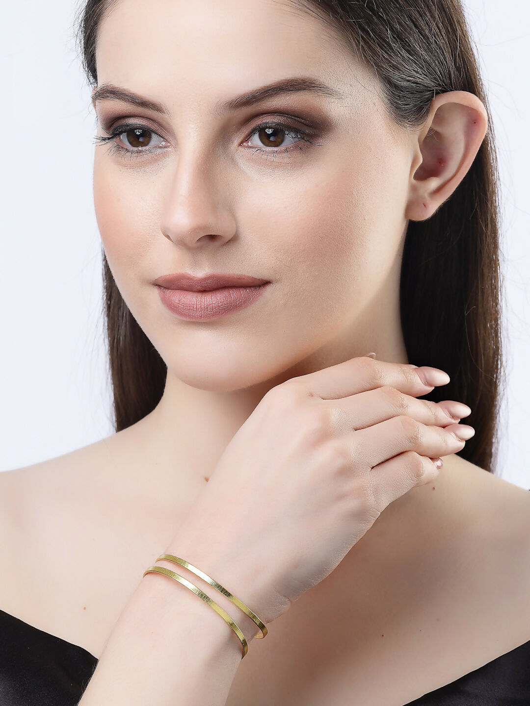 NVR Women Gold-Polished Western Cuff Bracelet | Grocsy