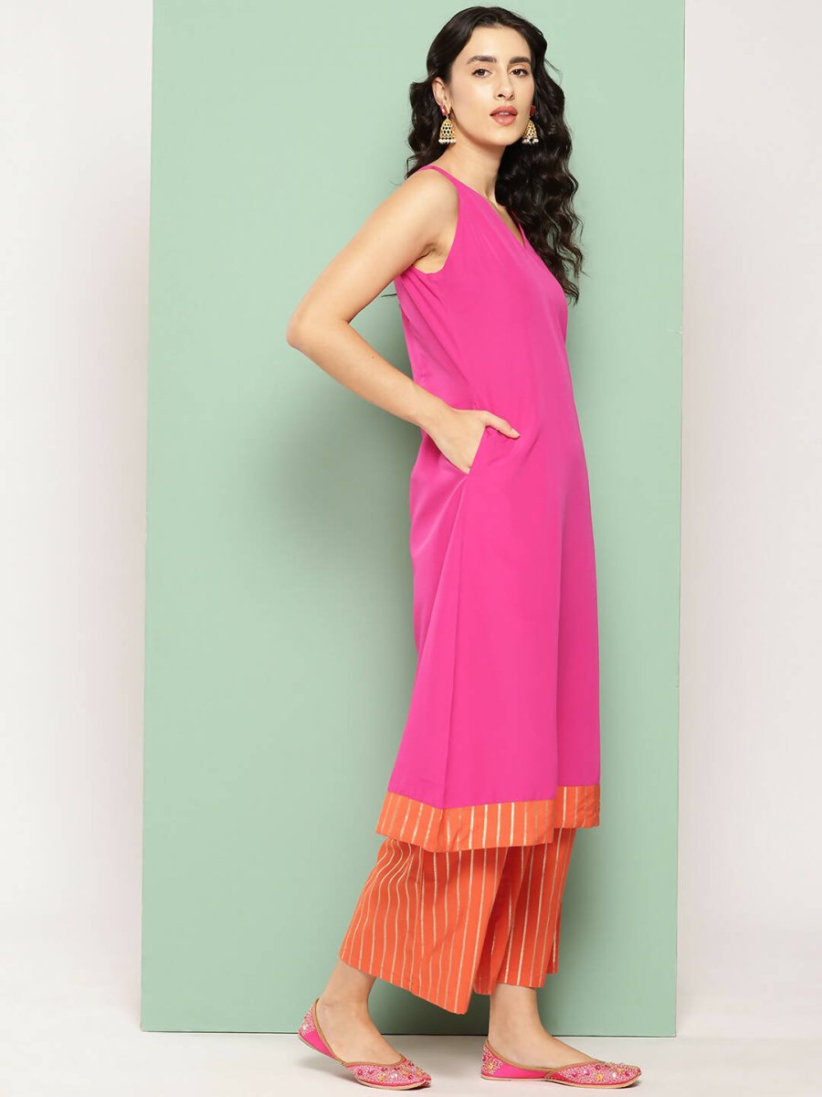 Ahalyaa Women's Traditional wear Kurta Set - Pink | Grocsy