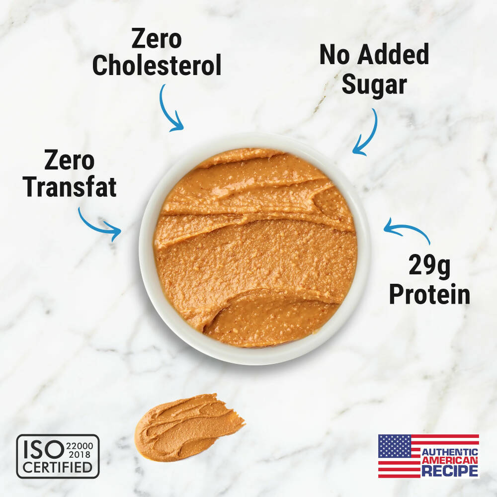 Happilo All Natural Unsweetened Peanut Butter Crunchy | Grocsy