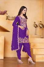 Joban Fashion Purple Silk Embroidered Dhoti Dhoti Set | Grocsy