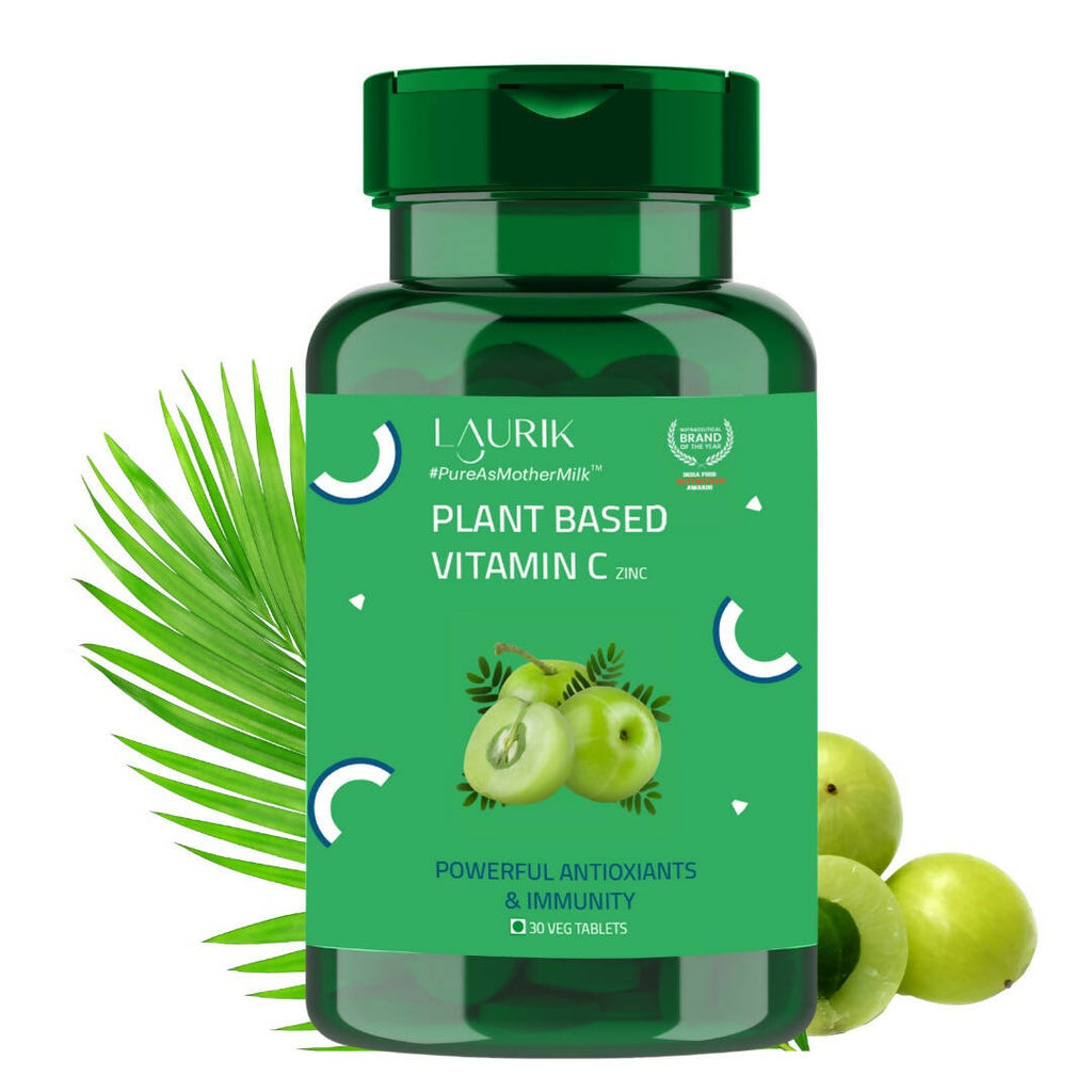 Laurik Plant Based Vitamin C With Zinc Supplements Tablets For Men & Women | Maintain Energy Levels & Boost Immunity | Grocsy