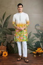 Vastranavya Exclusive Hand Mirror Work with Digital Print Mens Kurta | Grocsy