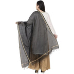 A R Silk Chanderi Piping Regular Dupatta Black Color Dupatta or Chunni | Grocsy