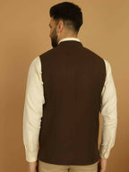 Even Apparels Pure Wool Nehru Jacket - Brown | Grocsy
