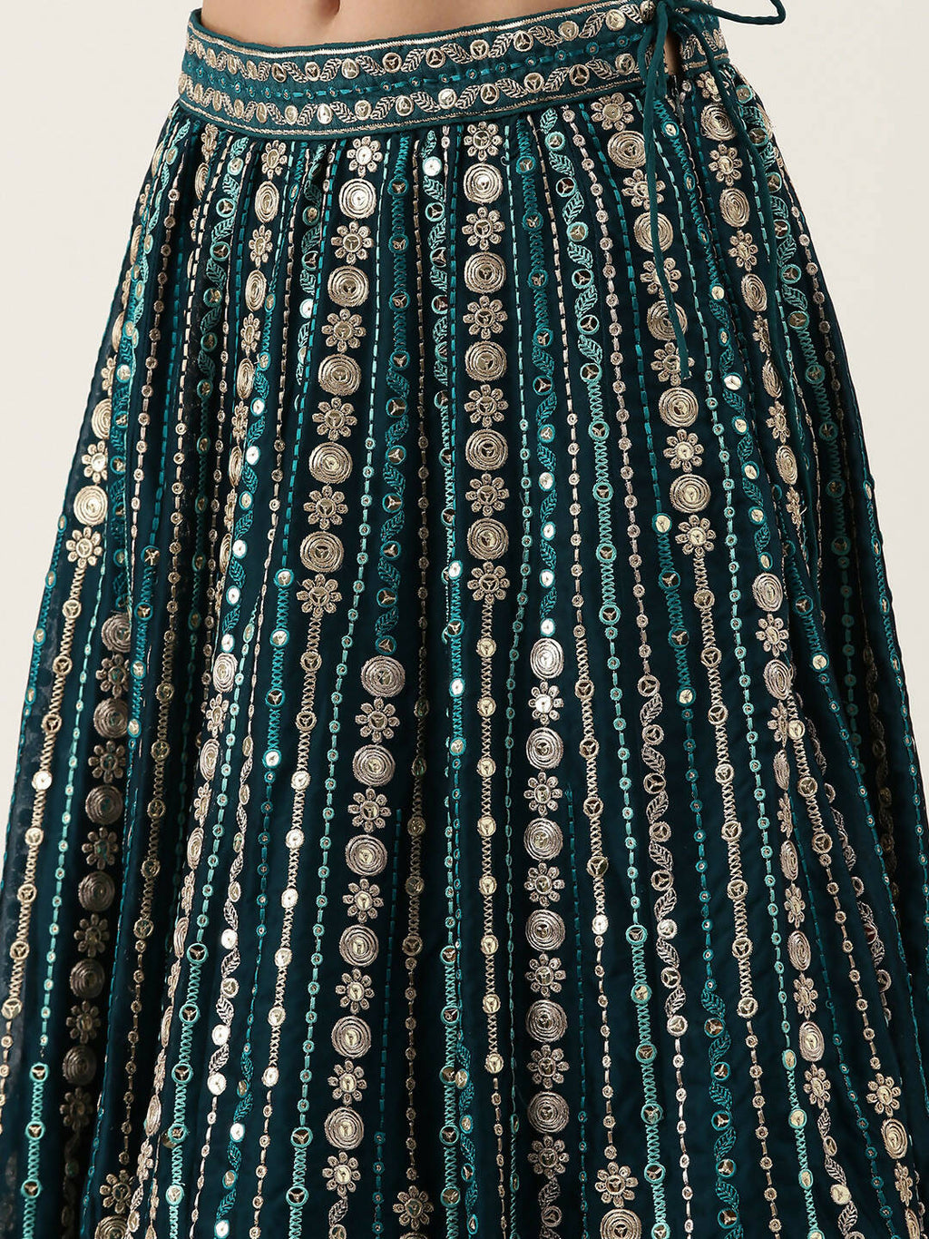 House of Panchhi Teal Pure Georgette Sequinse Work Lehenga & Blouse with Dupatta | Grocsy