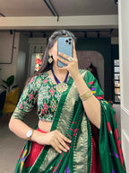 Vastranavya Stunning Look Tussar Silk Printed With Foil Work Indian Lehenga Choli - Red | Grocsy