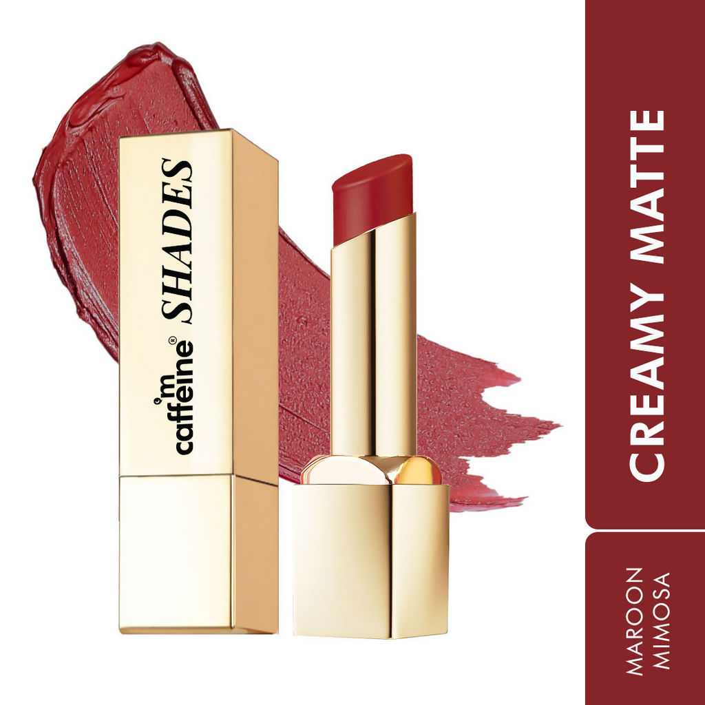 mCaffeine Shades Creamy Matte Kiss Bullet Lipstick Moisturizing Lightweight - Maroon Mimosa | Grocsy