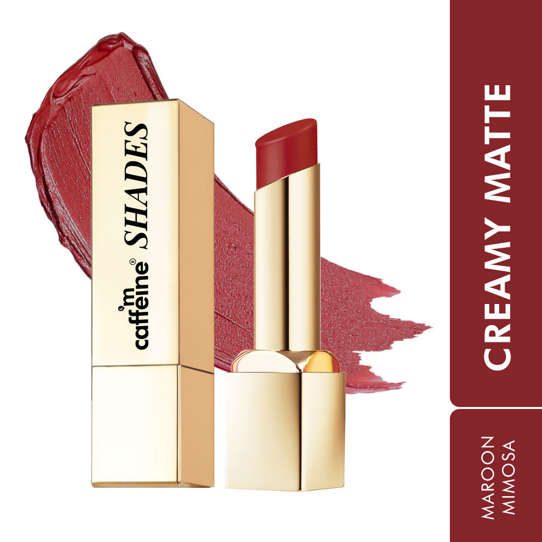 mCaffeine Shades Creamy Matte Kiss Bullet Lipstick Moisturizing Lightweight - Maroon Mimosa | Grocsy