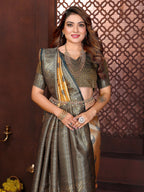 Aastha Fashion Mustard Tissue Silk Weaving Saree | Grocsy