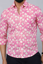 Miravan Men's Pink Print Comfort Cotton Festive Shirt | Grocsy