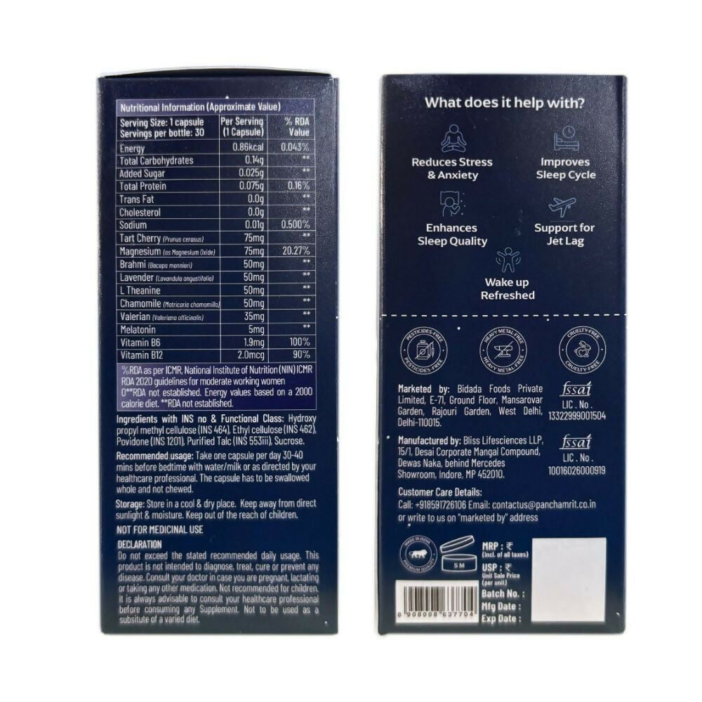 Panchamrit Sustained Release Capsules For Sleep with 5mg Melatonin | Grocsy