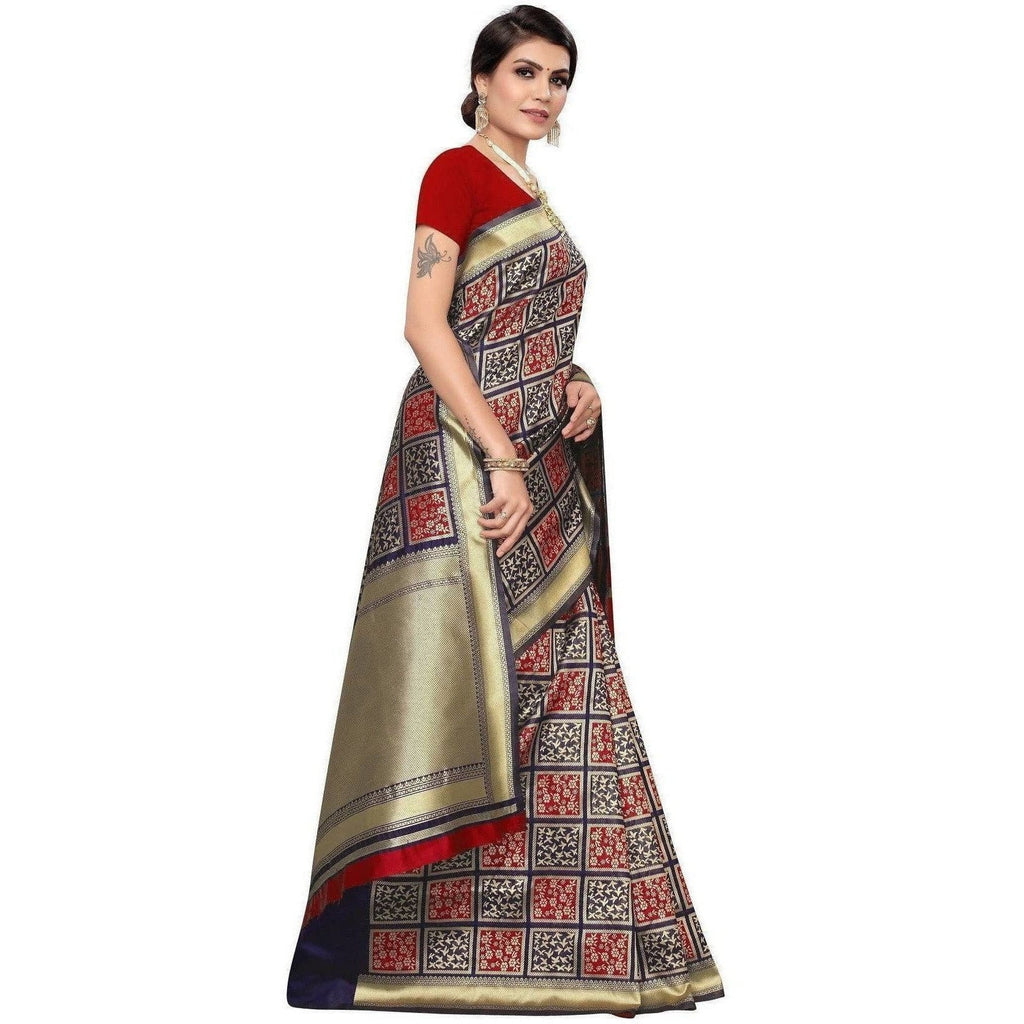 Vamika Banarasi Jaquard Blue Weaving Saree (Banarasi 21) | Grocsy