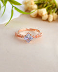 VOJ white CZ-detail Stainless Steel Cubic Zirconia Gold-Polished adjustable finger Ring | Grocsy