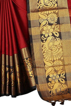 Vamika Banarasi Cotton Silk Weaving Red Saree (DOCTOR MOR RED) | Grocsy