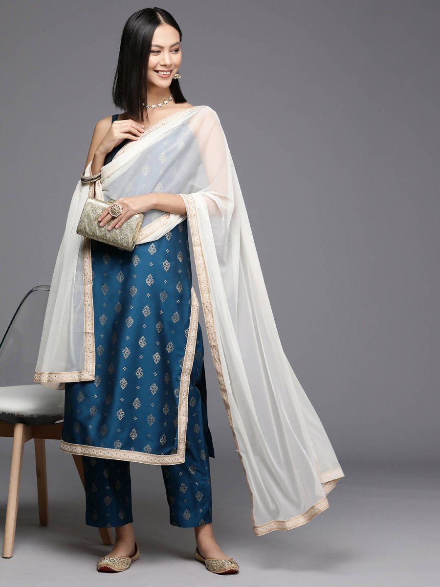Ahalyaa Women's Traditional wear Kurta Set - Blue | Grocsy