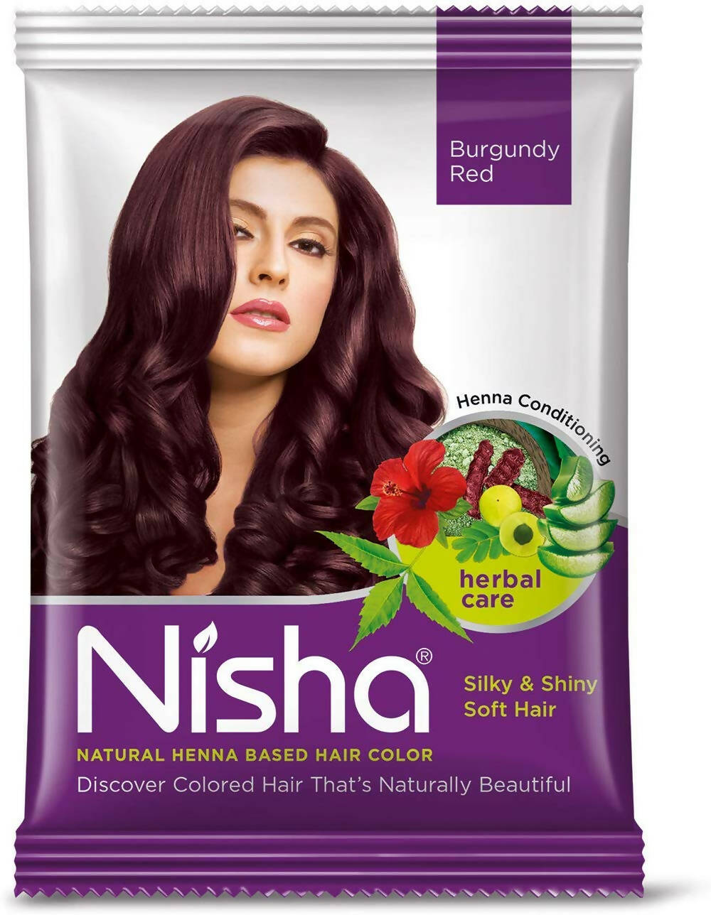 Nisha Natural Henna Based Hair Color Burgundy Red | Grocsy