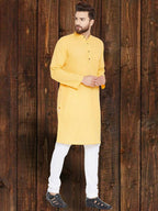 Even Apparels Pure Cotton Yellow Kurta - Yellow | Grocsy
