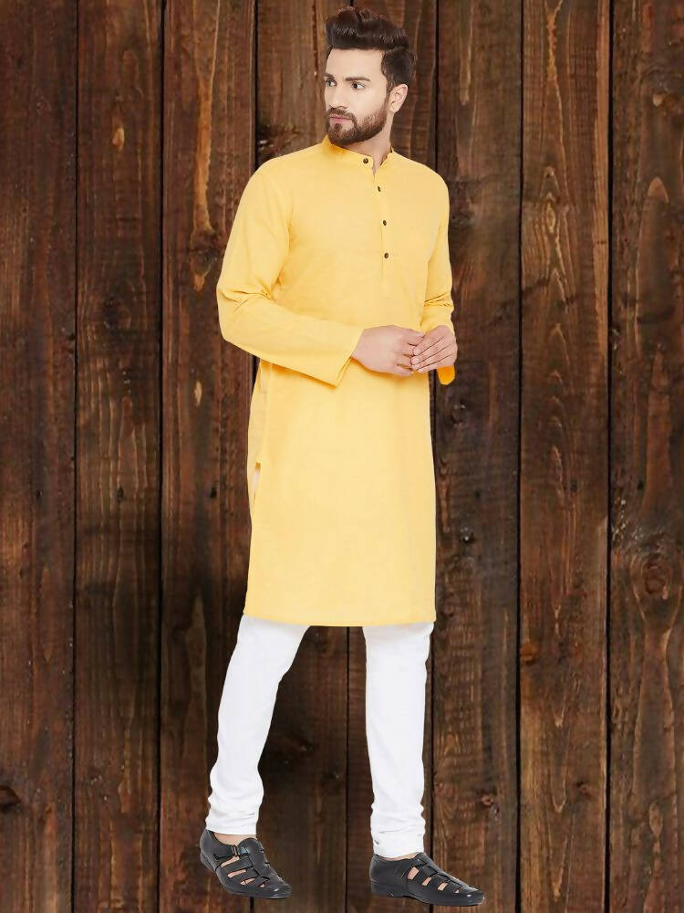 Even Apparels Pure Cotton Yellow Kurta - Yellow | Grocsy