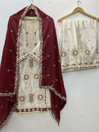 Teeya Creation White Color Chinon Silk Party Wear Trending Palazzo Set | Grocsy
