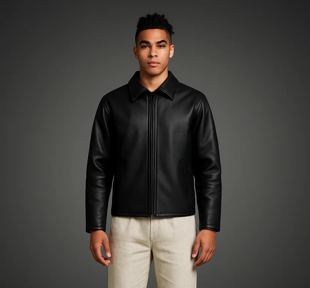 Fabmade Midnight Luxe Leather Jacket For Men | Grocsy