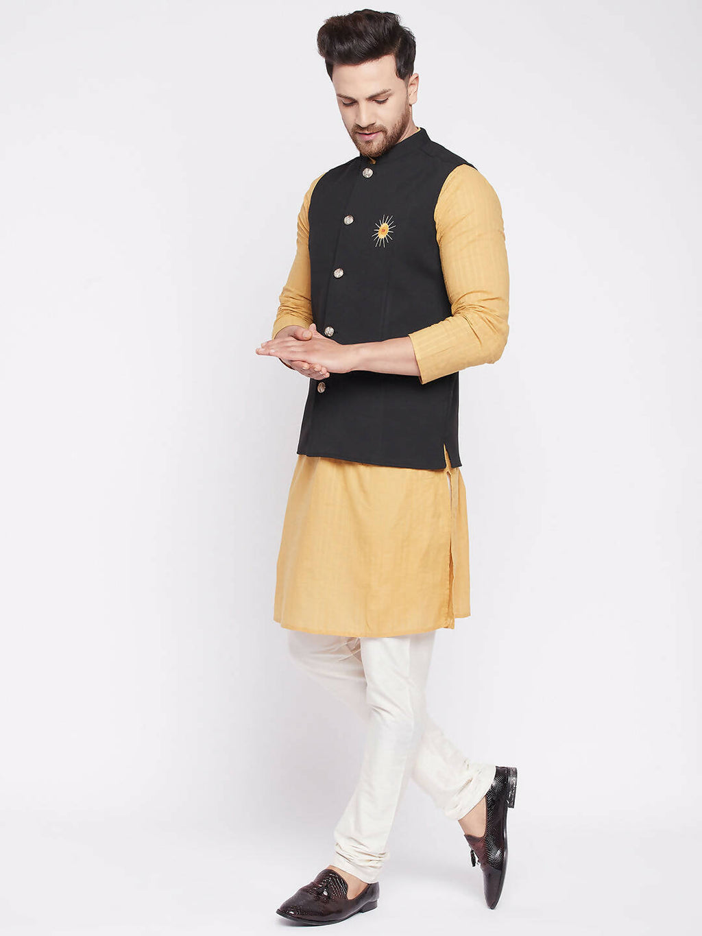 Even Apparels Men Black Nehru Jacket | Grocsy