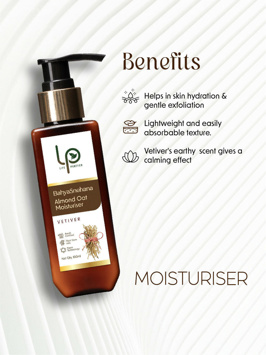 Life Purified Bahyasnehana Almond Oat Moisturiser - Body Lotion - Vetiver | Grocsy