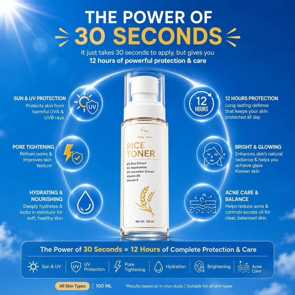 Milky Moon Rice Water Face Toner with Niacinamide & Ginseng For Clear, Glass Korean Skin | Grocsy