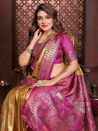 Aastha Fashion Yellow Tissue Silk Weaving Saree | Grocsy